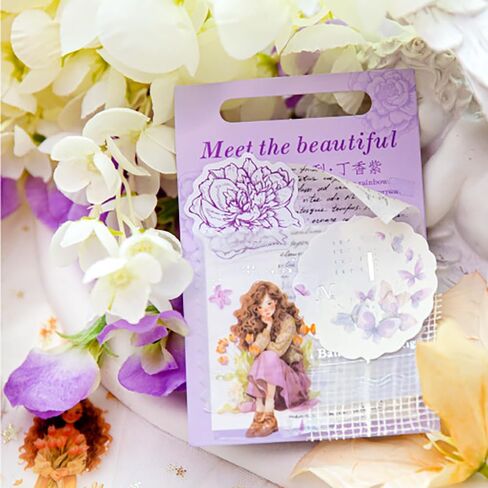 مجموعة شريط واشي 8 لفات، ملصقات زهور للفتيات، شريط PET عتيق مقاوم للماء وشريط واشي عريض، ملصقات مخططة جمالية ذاتية الصنع لمستلزمات سجل القصاصات اليدوية، شريط واشي لطيف للتدوين in Kuwait