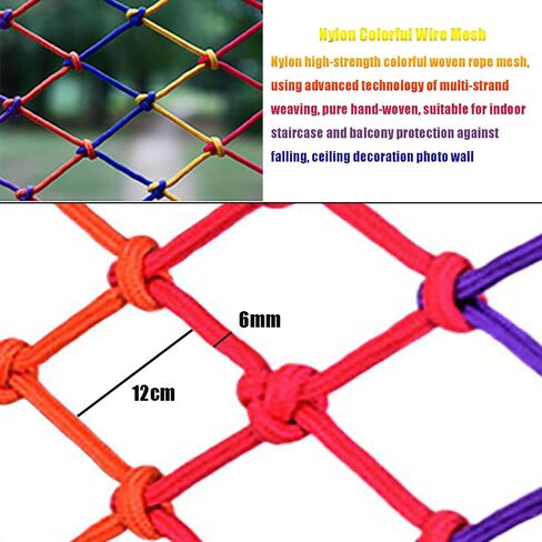 Decorative Fence Net Outdoor Obstacle Course Training Climbing Net Cargo Net for Kids Anti Fall Protection Safety Net Climbing Swingset Stairs Protector Net(Size:1 * 2m,Color:4mm*8cm) in Saudi Arabia