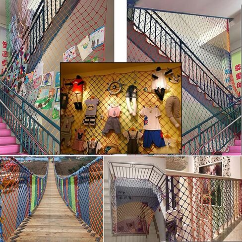 Decorative Fence Net Outdoor Obstacle Course Training Climbing Net Cargo Net for Kids Anti Fall Protection Safety Net Climbing Swingset Stairs Protector Net(Size:1 * 2m,Color:4mm*8cm) in Saudi Arabia