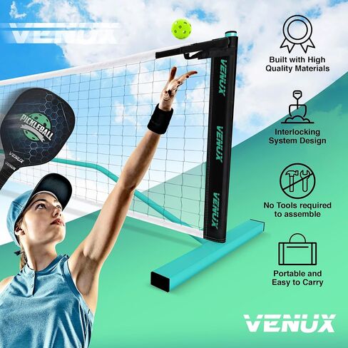 Portable Pickleball Net Set- Professional Pickleball Net System Complete Set 4 Upgraded Paddles 10 Balls + Carrying Bag Steel Metal Frame PE knotless Net Dual PVC Official Regulation Size in Saudi Arabia