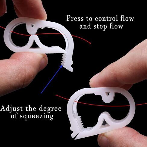 مشابك أنابيب بلاستيكية، 4 مقاسات، مشبك أنبوبي للتحكم في تدفق الصمام قابل للتعديل، أبيض، 24 قطعة in Kuwait