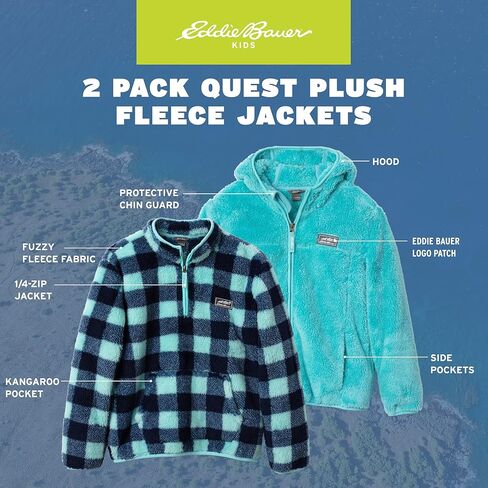 جاكيت Eddie Bauer للفتيات - قطعتان من سويت شيرت بقلنسوة من صوف الشيربا فائق النعومة للبنات (5-20) in Saudi Arabia