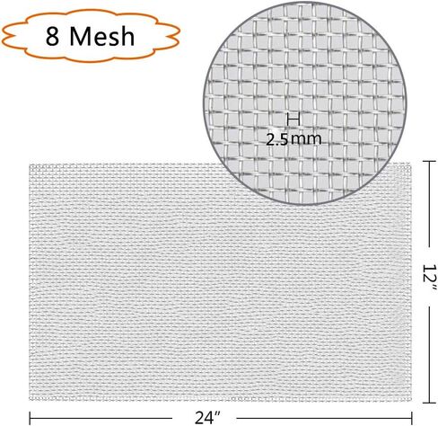 304 Stainless Steel Woven Wire 8 Mesh - 12"X24" (30cmX60cm) Garden Fence BBQ Wire Mesh Window Screen Mesh in Kuwait