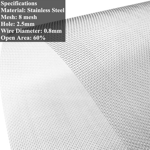 304 Stainless Steel Woven Wire 8 Mesh - 12"X24" (30cmX60cm) Garden Fence BBQ Wire Mesh Window Screen Mesh in Kuwait