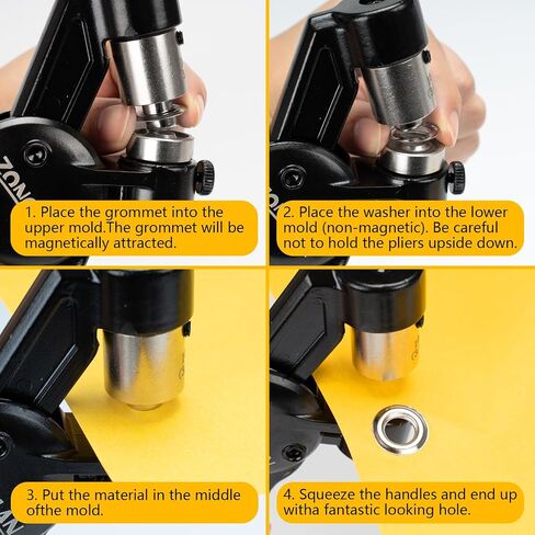 Heavy Duty Grommet Tool Kit of 1/2" 5/16" and 3/8",Multi Size Handheld Eyelet Tool Plier Rivet Press with 900 pcs Silver Grommets for Tarp Leather Fabric in Saudi Arabia