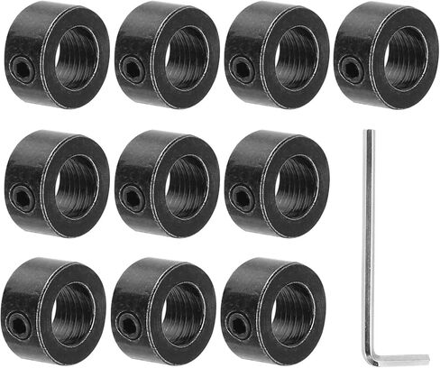 MECCANIXITY طوق عمود ID 5/16 بوصة طوق تثبيت من الفولاذ الكربوني مع مسامير M4 ومفتاح ربط لأجزاء CNC وأدوات الآلات وعربة اليد وجرار العشب أسود 10 قطع in Kuwait