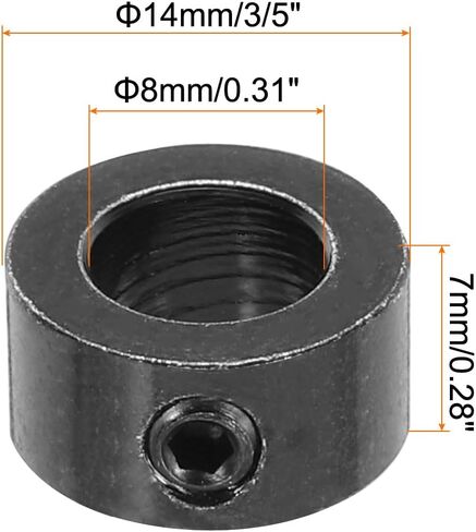 MECCANIXITY طوق عمود ID 5/16 بوصة طوق تثبيت من الفولاذ الكربوني مع مسامير M4 ومفتاح ربط لأجزاء CNC وأدوات الآلات وعربة اليد وجرار العشب أسود 10 قطع in Kuwait