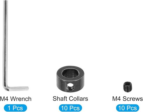 MECCANIXITY طوق عمود ID 5/16 بوصة طوق تثبيت من الفولاذ الكربوني مع مسامير M4 ومفتاح ربط لأجزاء CNC وأدوات الآلات وعربة اليد وجرار العشب أسود 10 قطع in Kuwait