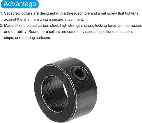 MECCANIXITY طوق عمود ID 5/16 بوصة طوق تثبيت من الفولاذ الكربوني مع مسامير M4 ومفتاح ربط لأجزاء CNC وأدوات الآلات وعربة اليد وجرار العشب أسود 10 قطع in Kuwait