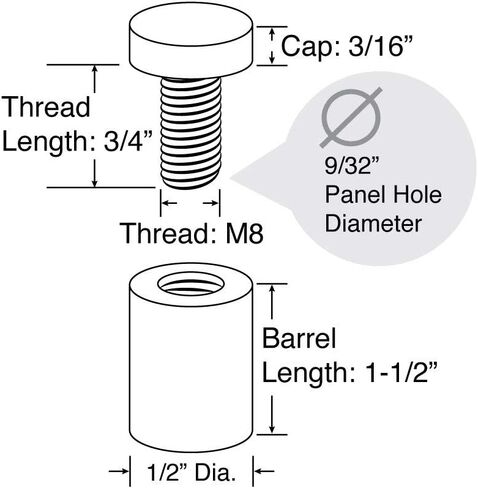 Stainless Steel Standoff 1/2 Inch Diameter x 1-1/2 Inch Barrel Length Brushed Finish for PVC, Glass and Acrylic Sign Stand Off Wall Anchors and Screws 2 Piece Small Sign Pack in Saudi Arabia