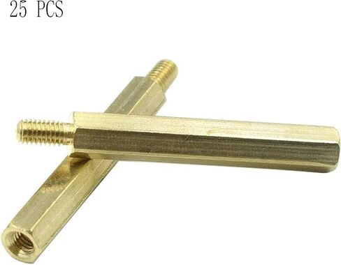 M3 x 30mm,6mm Male to Female Thread Brass Hex Standoff Spacer Screws PCB Pillar Pack of 25,Gold in Saudi Arabia
