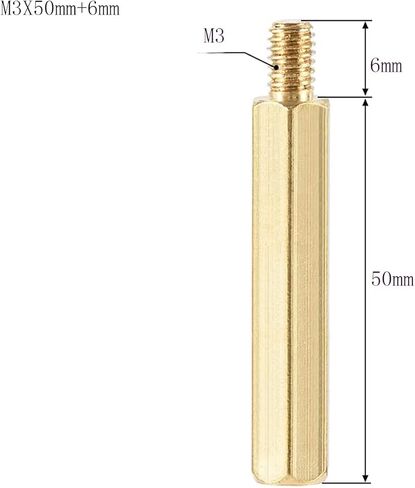 M3 × 30 مم، 6 مم ذكر إلى أنثى خيط نحاسي سداسي فاصل مسامير PCB حزمة من 25 عمود، ذهبي in Kuwait