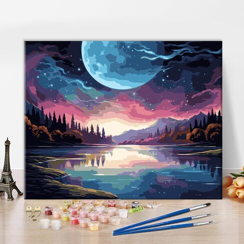 Paint by Numbers for Adults Abstract Paint by Numbers Kit Moon Landscape Canvas Art DIY Paint by Numbers for Adults Kids Paint by Numbers for Adults Beginner Home Decoration Wall Art 16x20 in in Saudi Arabia