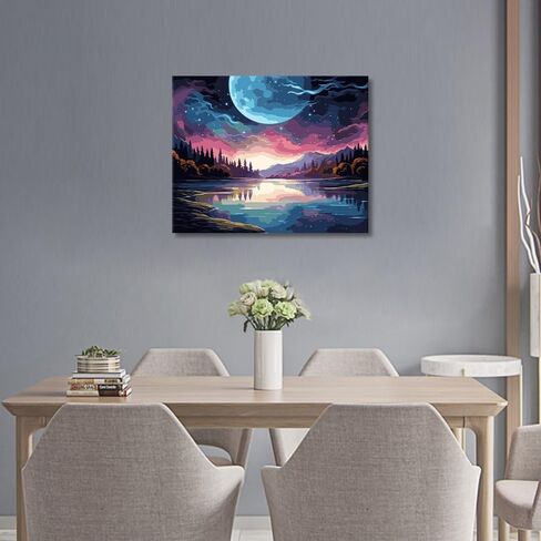 Paint by Numbers for Adults Abstract Paint by Numbers Kit Moon Landscape Canvas Art DIY Paint by Numbers for Adults Kids Paint by Numbers for Adults Beginner Home Decoration Wall Art 16x20 in in Saudi Arabia