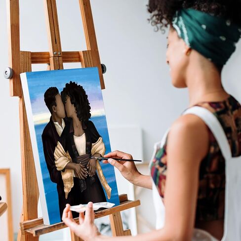 مجموعة لوحات قماشية مرسومة مسبقًا للرسم للبالغين من الأزواج الطلاء ومستلزمات حفلات الشرب موضوع الحب للزوجين والأنشطة الليلية، هدية عيد الحب (8 × 10) (8 × 10 بوصة) in Kuwait