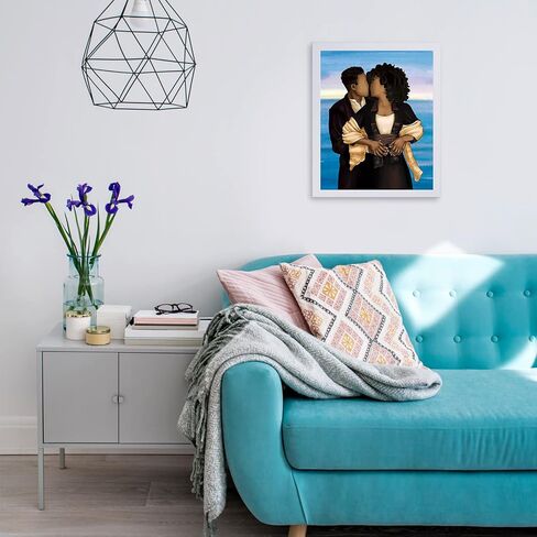 مجموعة لوحات قماشية مرسومة مسبقًا للرسم للبالغين من الأزواج الطلاء ومستلزمات حفلات الشرب موضوع الحب للزوجين والأنشطة الليلية، هدية عيد الحب (8 × 10) (8 × 10 بوصة) in Kuwait