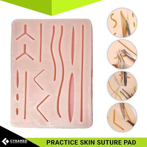 مجموعة تدريبات الخياطة لطلاب الطب - تتضمن مجموعة أدوات الخياطة مجموعة أدوات، ووسادة خياطة كبيرة من السيليكون مع جروح مقطوعة مسبقًا، وخيوط خياطة مختلطة مع إبر (مجموعة أدوات تدريب مكونة من 43 قطعة) in Kuwait