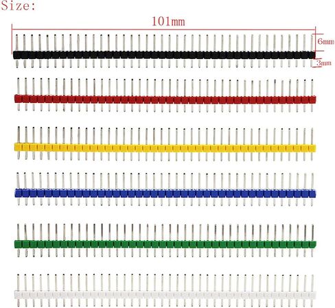 2.54mm 0.1" 1x40Pin Male+Female Socket Pin Row 40P Single Row Straight Male Socket Pin Header Connectors, Pack of 60 in Saudi Arabia