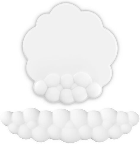 Ergonomic Mouse Pad with Wrist Rest and Cloud Keyboard Wrist Rest, Gel Mousepad and Wrist Rest for Computer Keyboard, Pain Relief, Non-Slip PU Base, Mouse and Keyboard Pad for Gaming, Office, White in Kuwait