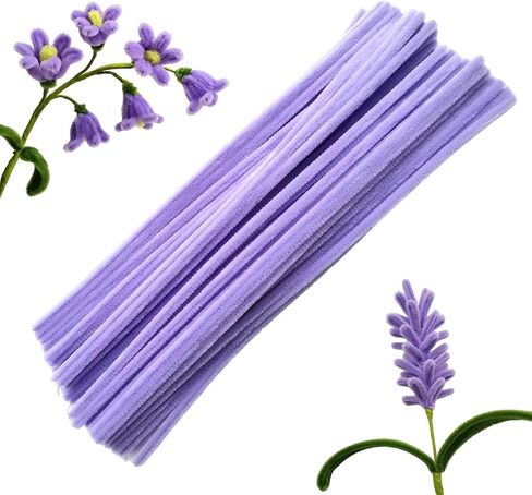 100 Pieces Light Purple Pipe Cleaner Craft Set,Thick Fuzzy Chenille Stem Pipe Cleaners for DIY Craft Projects and Decorations in Saudi Arabia