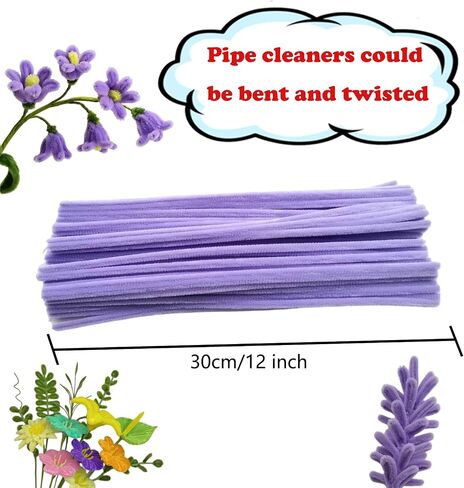 100 Pieces Light Purple Pipe Cleaner Craft Set,Thick Fuzzy Chenille Stem Pipe Cleaners for DIY Craft Projects and Decorations in Saudi Arabia