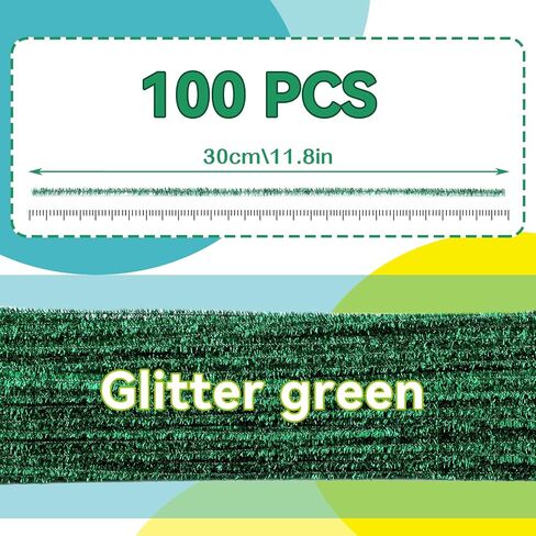 100 Pieces Pipe Cleaners Chenille Stem, Glitter Gold Pipe Cleaners Set for Pipe Cleaners DIY Arts Crafts Decorations, Chenille Stems Pipe Cleaners (Glitter Gold) in Saudi Arabia