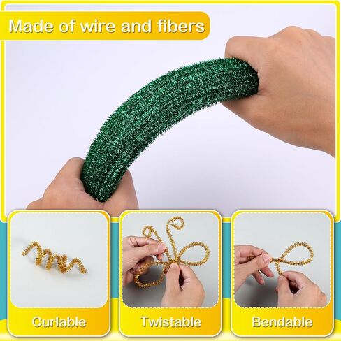 100 Pieces Pipe Cleaners Chenille Stem, Glitter Gold Pipe Cleaners Set for Pipe Cleaners DIY Arts Crafts Decorations, Chenille Stems Pipe Cleaners (Glitter Gold) in Saudi Arabia