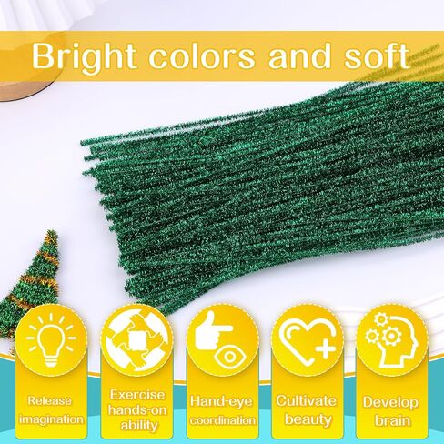 100 Pieces Pipe Cleaners Chenille Stem, Glitter Gold Pipe Cleaners Set for Pipe Cleaners DIY Arts Crafts Decorations, Chenille Stems Pipe Cleaners (Glitter Gold) in Saudi Arabia