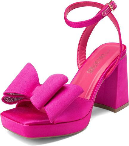 DREAM PAIRS Women's Platform Chunky Heels Fashion Bowknots High Block Square Toe Dress Sandals for Wedding Bridal Party in Saudi Arabia