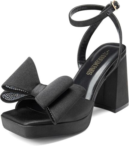 DREAM PAIRS Women's Platform Chunky Heels Fashion Bowknots High Block Square Toe Dress Sandals for Wedding Bridal Party in Saudi Arabia
