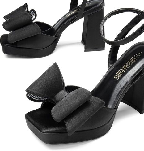 DREAM PAIRS Women's Platform Chunky Heels Fashion Bowknots High Block Square Toe Dress Sandals for Wedding Bridal Party in Saudi Arabia