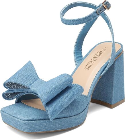 DREAM PAIRS Women's Platform Chunky Heels Fashion Bowknots High Block Square Toe Dress Sandals for Wedding Bridal Party in Saudi Arabia