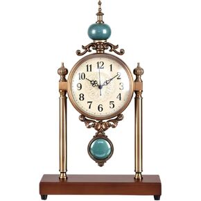 الساعة العتيقة على مدار الساعة - ساعة مكتب صامت رجعية لغرفة المعيشة ، قاعدة الجوز مع السطح المعدني على مدار ساعة البندول ، ديكور المنزل in Kuwait