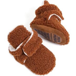 HsdsBebe Unisex Newborn Baby Cotton Booties Non-Slip Sole for Toddler Boys Girls Infant Winter Warm Fleece Cozy Socks Shoes(M1920 Pink,12) in Kuwait