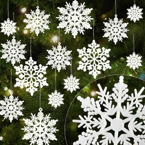 36 حزمة من البلاستيك الأبيض ندفة الثلج الحلي زينة عيد الميلاد الشتاء، معلقة زينة ندفة الثلج لشجرة عيد الميلاد العجائب في فصل الشتاء in Kuwait