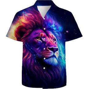 العلم النسر رجال قميص هاواي 3D الرسومية القميص aloha الزر الزر أسفل القمصان غير رسمية قصيرة الأكمام الشاطئية للرجال in Kuwait