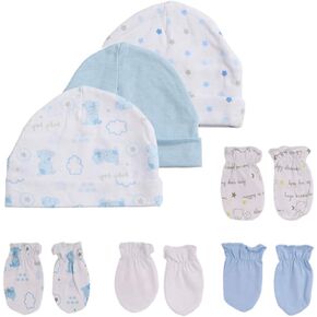 Newborn Baby Boy Baby Girl Hats 0-6 Months Unisex Organic Cotton Caps and Mittens Set 10-Piece, Grey1 in Kuwait
