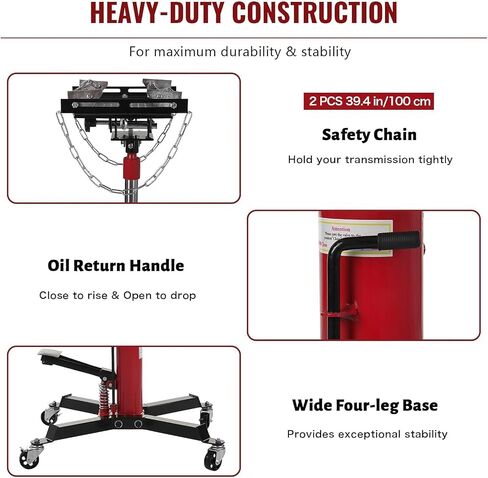 GAOMON Transmission Jack,Heavy-Duty 1322 Lbs with 2-Stage Adjustable Telescoping Lift, Foot Pedal Control, and 360° Swivel Wheels for Garage and Workshop Use in Saudi Arabia