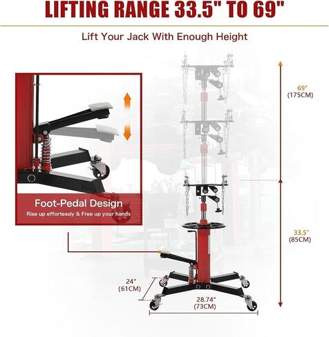 GAOMON Transmission Jack,Heavy-Duty 1322 Lbs with 2-Stage Adjustable Telescoping Lift, Foot Pedal Control, and 360° Swivel Wheels for Garage and Workshop Use in Saudi Arabia