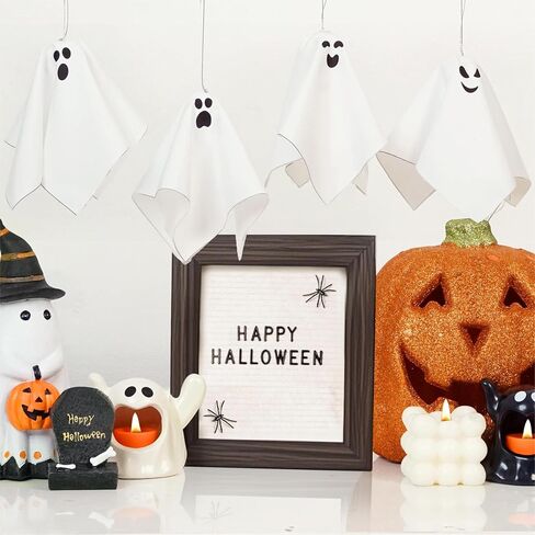 TBD DECOR 16 Pcs Halloween Hanging Ghosts Ornaments 5.5inch Small Hanging Ghost Tree Ornaments for Halloween Party Home Tree Holiday Decor in Saudi Arabia