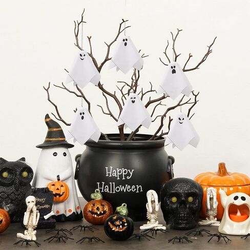 TBD DECOR 16 Pcs Halloween Hanging Ghosts Ornaments 5.5inch Small Hanging Ghost Tree Ornaments for Halloween Party Home Tree Holiday Decor in Saudi Arabia