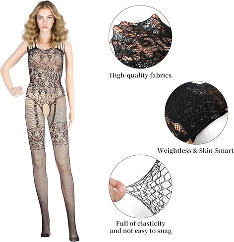 3 عبوات شبكة السمك للنساء ، شبكي من قطعة واحدة من قطعة واحدة ، ملابس طبقات أنيقة للارتداء اليومي أو تبدو البيان ، أسود in Kuwait