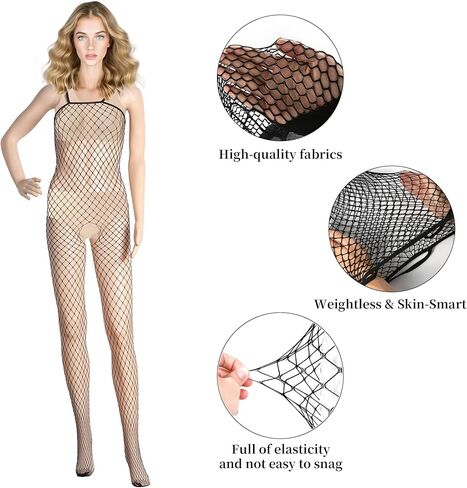 3 عبوات شبكة السمك للنساء ، شبكي من قطعة واحدة من قطعة واحدة ، ملابس طبقات أنيقة للارتداء اليومي أو تبدو البيان ، أسود in Kuwait