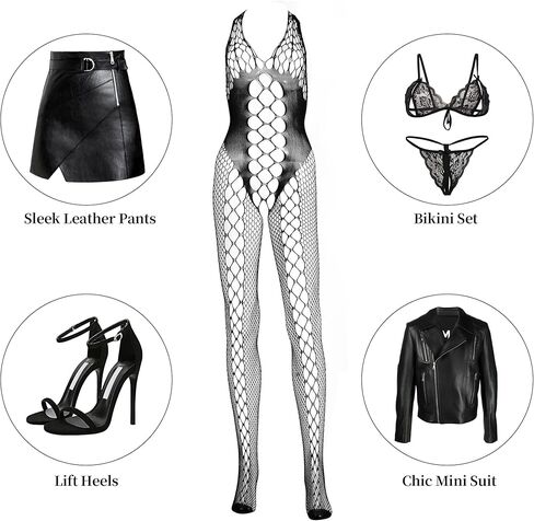 3 عبوات شبكة السمك للنساء ، شبكي من قطعة واحدة من قطعة واحدة ، ملابس طبقات أنيقة للارتداء اليومي أو تبدو البيان ، أسود in Kuwait