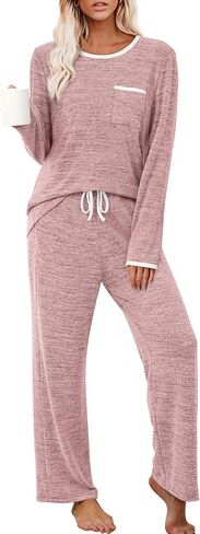XIEERDUO Womens Pajama Sets Long Sleeve Sleepwear Soft Pjs Lounge Chest Pocket Two Piece Sets For Women in Saudi Arabia