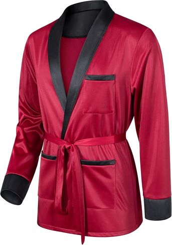 Men Red Silky Robe Jacket Halloween Bunnygirl Cosplay Costume With Captain Hat Glasses Lapel Pin Toy Prop Set in Kuwait