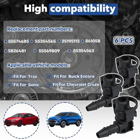 6 PCS 55354565 Throttle Valve Thermostat Body Heater Water Pipe Hose Connector, Replace Part 55574685, 55569809, Fit for Chevrolet Cruze, for Sonic, for Trax, for Buick Encore 1.4L 1.6L 1.8L 2013-2021 in Kuwait