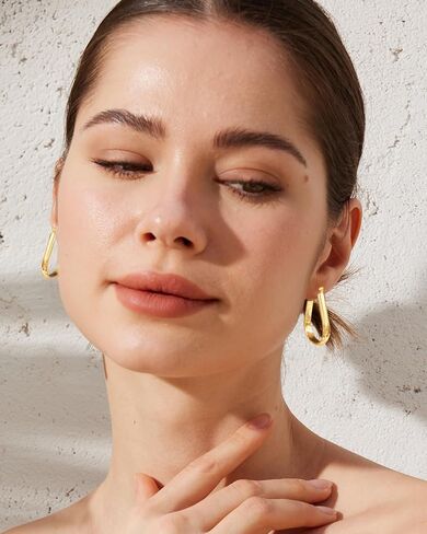 925 Sterling Silver Hoop Earrings for Women Hypoallergenic Oval Sterling Silver Hoop Earrings Large Silver Hoops Earring Lightweight Thick Silver Hoops Earrings for Women 30/40/55/65MM in Saudi Arabia