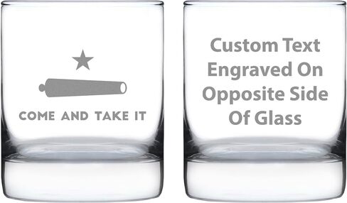 Come and Take It Texas Flag Whiskey Rocks Glass Gift for Men & Women - 10.25 oz Glassware - Barware Decor for Texans in Saudi Arabia