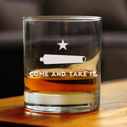 Come and Take It Texas Flag Whiskey Rocks Glass Gift for Men & Women - 10.25 oz Glassware - Barware Decor for Texans in Saudi Arabia
